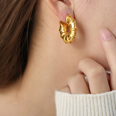 Bamboo-Texture C-Hoop Earrings