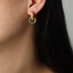 Stone-Accent Round Hoop Earrings