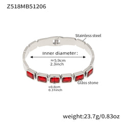 Czech Glass Square Accent Clasp Bangle