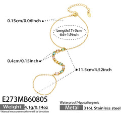 Square Cubic Zirconia Hand Chain Bracelet