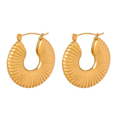 Gold-Tone Ribbed Round Hoop Earrings