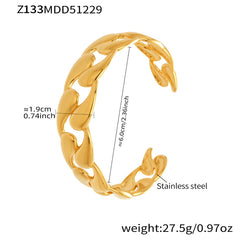 18K Gold-Plated Geometric Clasp Bangle Bracelets