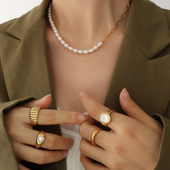 Freshwater Pearl Mixed Link Necklace