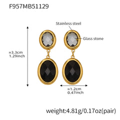 Faceted Oval Glass Drop Earrings
