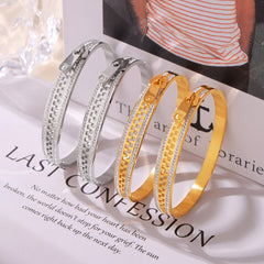 18K Gold-Plated Zipper-Texture Bangle Bracelet