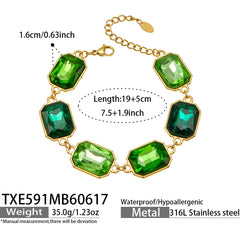 18K Gold-Plated Colored Glass Statement Jewelry