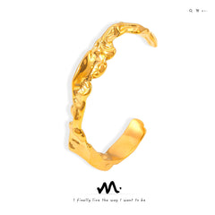 18K Gold-Plated Hammered Open Cuff Bracelet