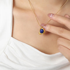 Natural Stone Irregular Pendant Necklace & Earrings