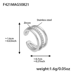 Cubic Zirconia Layered Ear Cuffs — Single