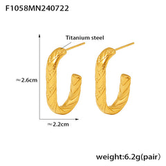18K Gold-Plated Textured Rectangular Hoop Earrings
