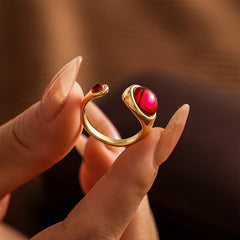 Garnet Two-Accent Open Ring