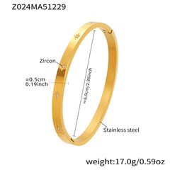 18K Gold-Plated Geometric Clasp Bangle Bracelets