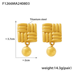 18K Gold-Plated Woven Square Earrings