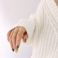 18K Gold-Plated Arrow and Heart Open Ring