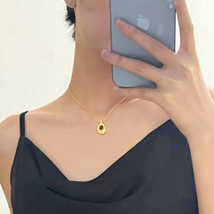 18K Gold-Plated Tiger Eye Oval Pendant Necklace