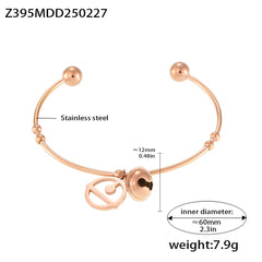 Bell Charm Open Stainless Steel Bangle
