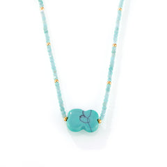 Amazonite Beaded Flower Pendant Necklace