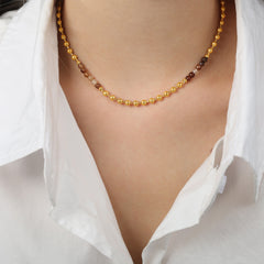 Warm-Tone Natural Stone Bead Necklace