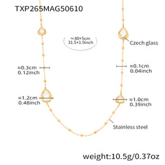 Gold-Tone Long Faceted Glass Necklace