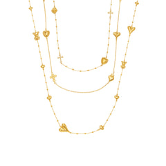 Long Layered Charm Necklace Designs