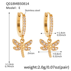 Cubic Zirconia Dragonfly Charm Earrings
