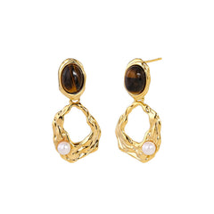 Nadine Organic Tiger-Eye Stud Earrings