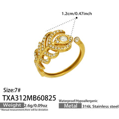 Cubic Zirconia Feather Ring and Hoop Earrings