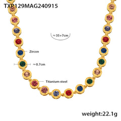 Color Cubic Zirconia Necklace and Bracelet