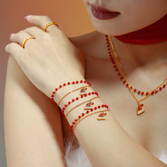 Garnet Santa Hat Layered Necklace & Bracelet