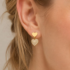18K Gold-Plated Cubic Zirconia Heart Drop Earrings