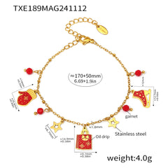 18K Gold-Plated Garnet & Enamel Holiday Jewelry