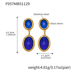 Faceted Oval Glass Drop Earrings