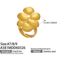 Sculptural Openwork Floral Stainless Steel Ring