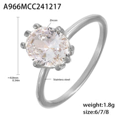 Oval Cubic Zirconia Solitaire Ring