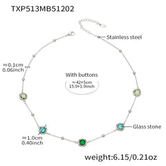 Faceted Round Glass Stone Necklace, Bracelet & Earrings