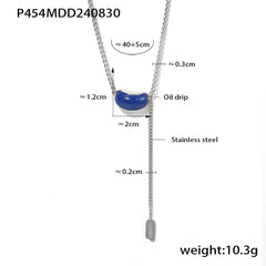 Enamel Bean Pendant Lariat Necklace