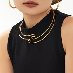 Gold-Tone Open Sculptural Collar Necklace