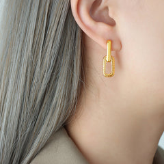 Textured Linked U-Drop Earrings