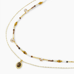 Marielle Vintage-Inspired Tiger-Eye Layered Necklace