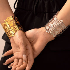 18K Gold-Plated Floral Openwork Cuff Bracelet
