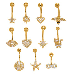 Cubic Zirconia Heart and Ball Navel Jewelry