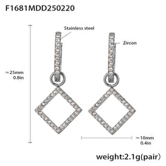Cubic Zirconia Geometric Drop Earrings