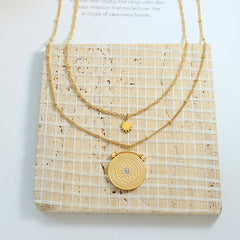 Gold-Tone Celestial Coin Layered Necklace