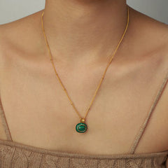 Shell and Malachite Pendant Necklace