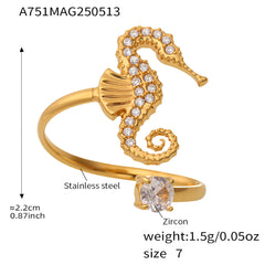 Ocean Creature Cubic Zirconia Open Rings