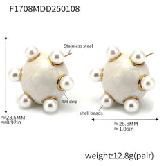 18K Gold-Plated Flower Pearl-Look Earrings