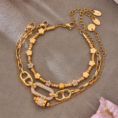 Bead & Cubic Zirconia Charm Bracelets