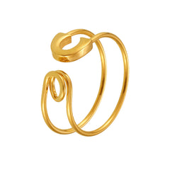 18K Gold-Plated Safety Pin Open Ring