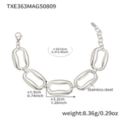 Polished Rectangle Link Necklace and Bracelet