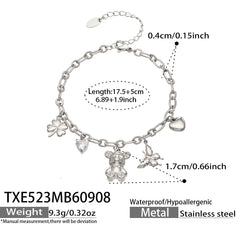 Bear and Multi-Charm Cubic Zirconia Jewelry